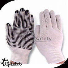 Gants de coton pointillé en PVC SRSafety, gants de travail ponctués en PVC blanc blanchi